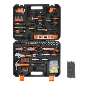 [HOT] Garvee 247PCS/242 Piece Tool Set Household Hand Kit with Plastic Toolbox for Home Maintenance Dorm DIY Projects, Orange, 17x13x3"