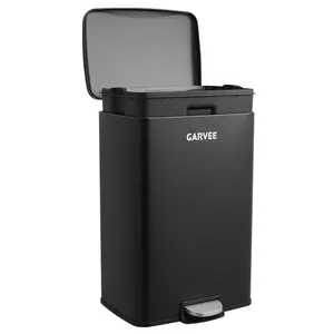 Silver/White/Black Stainless Steel Step-On Trash Can, 13 Gallon 50L Large Garbage Bin with Quiet Soft-Close Lid and Removable Inner Bucket for Kitchen Office Garage