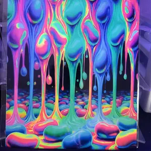 8x10 Aluminum Print – “Melting Jelly Beans” | Blacklight Reactive Digital Art by Glow by Nikki