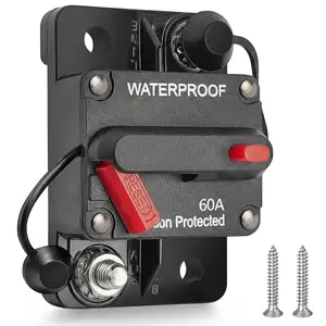 Mindow 60Amp Circuit Breaker for Boat Trolling Motor Marine, ATV/RV/Trailer/Automotive/Car/Solar System/Electronic Battery Disconnect, Waterproof Manual Reset Switch, Inline Fuse DC 12V-48V