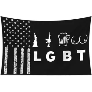 Liberty Gun Beer Funny Flag 3x5 Ft LGBT American Black Flags For College Dorm Man Cave Wall Decoration Banners Geometric Outdoors Ornaments