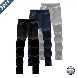 3-Piece Set Men's Winter Casual Thickened Warm Pants Outdoor Sports Pants Streetwear Athletic Joggers Workout Joggers