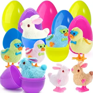8 Pack Prefilled Easter Eggs with Wind-Up Jumping Bunnies & Chicks – Fun Surprise Toys for Kids, Easter Basket Stuffers, Egg Hunt Party Favors