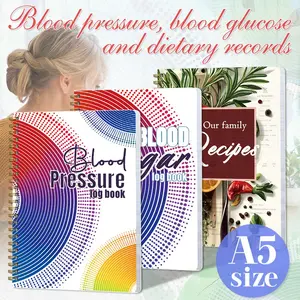 Blood Pressure Blood Glucose and Dietary Records 3pcs Set for Adults High Quality Spiral Bound Health Management Tracker Portable Design Time Reminder for Seniors Hypertension and Diabetes Monitoring