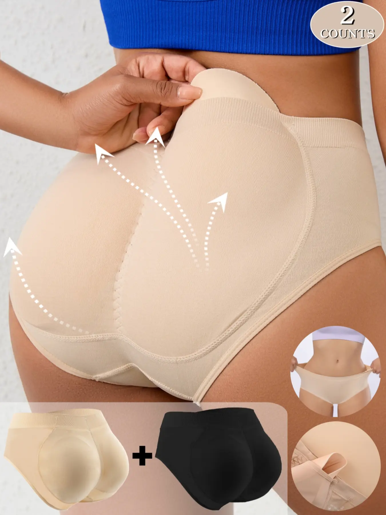 Women's High-Waisted Seamless Smooth Compression Shapewear Underwear Pants, Compression Waist Shaper, Casual Breathable High Support Padded Detachable Butt Lifting Pads, Perfect for Gym, Fitness, Work, Yoga, Sleep, Womenswear