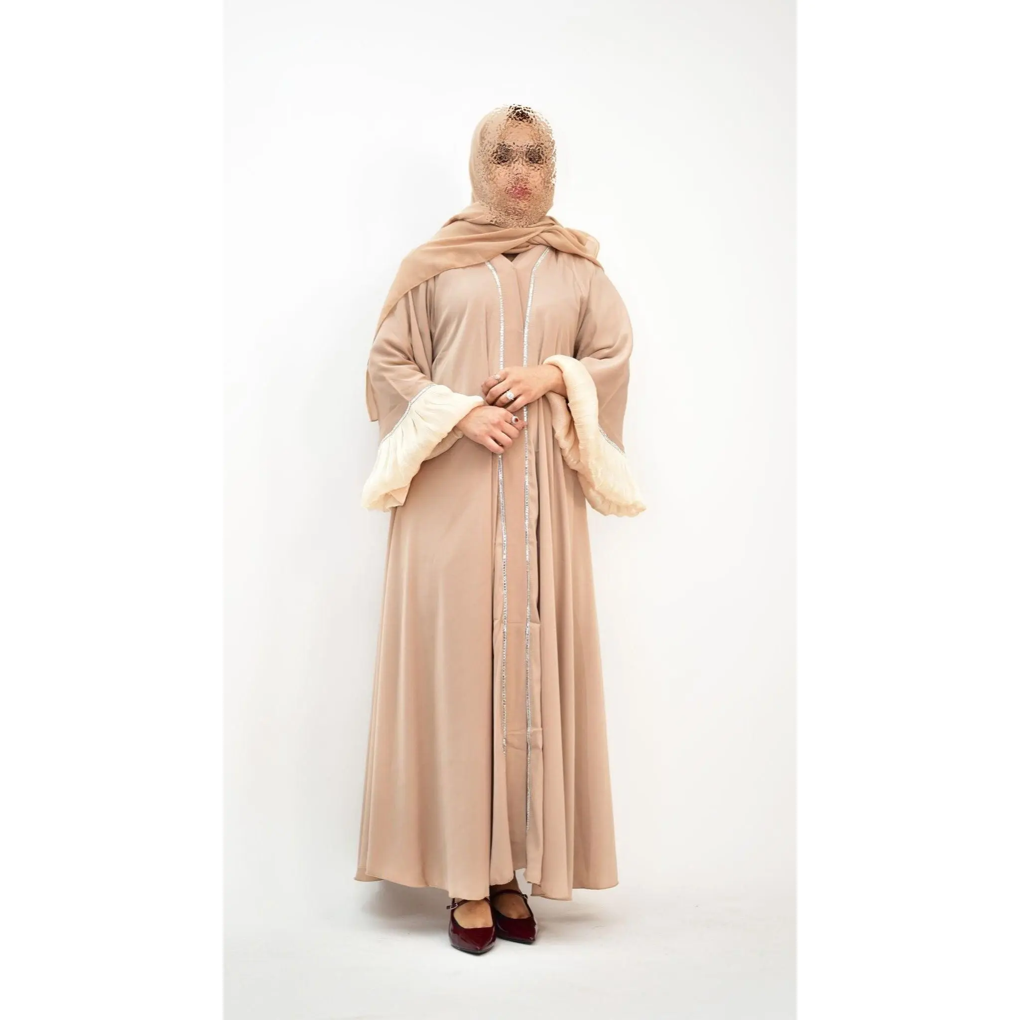 Beige Handwork Lace Abaya