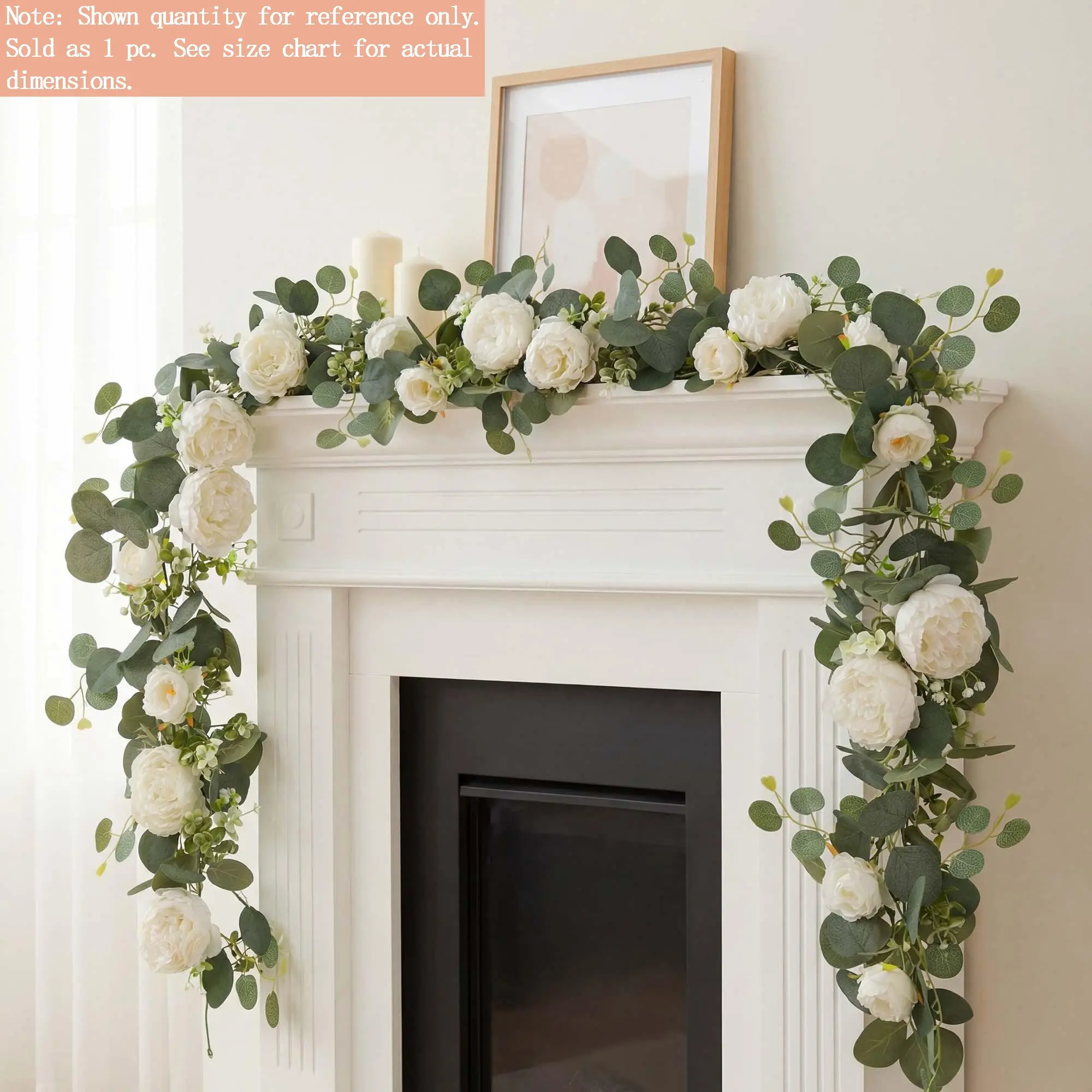 Artificial Flowers Garland Spring Eucalyptus Garland Vintage Fake Flower Peony Rose Vine Greenery Decorative Wall Hanging Plant for Wedding Arch Door Arrangement Festive Decoration Party Decor