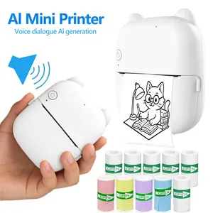 Ai Sticker Printer, Wireless Thermal Mini Printer, Voice Control, Print Text Photos Ai Drawings, Portable Inkless Labels, Thermal Label Maker, Kids Students Home Use