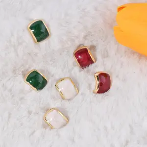 Minimalist Green/Red/White Square Stud Earrings for Women, Unisex Casual Style, Perfect for Daily Wear, Christmas Gifts