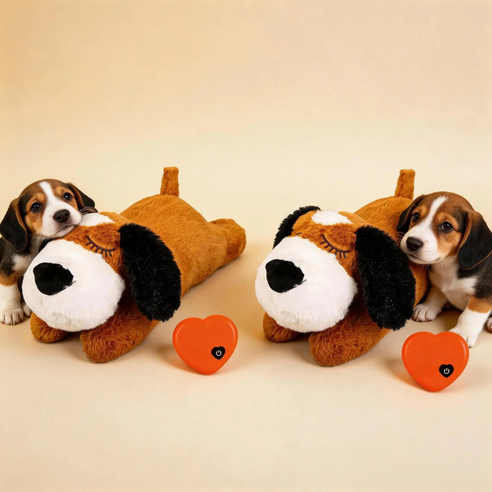 Cute 2-Pack Soft Plush Heartbeat Dog Chew Toys - Chew-Proof, Durable Design, Calming Anxiety Relief for Tough Chewers, Promotes Sleeping, Reduces Crying, Ideal Puppy Gift, Puppy Siblings