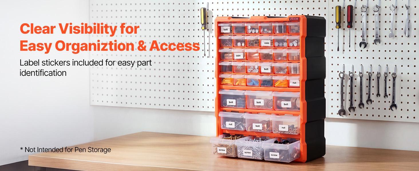 【BackToSchool】VEVOR 39-Drawer PP Plastic Drawer Storage Cabinet, Reinforced Structure, Label Stickers, Anti-Drop Stops, Stackable Slots, Wall-Mountable for Garage Small Parts, DIY Enthusiasts 【BackToSchool】VEVOR 39-Drawer PP Plastic Drawer Storage Cabinet, Reinforced Structure, Label Stickers, Anti-Drop Stops, Stackable Slots, Wall-Mountable for Garage Small Parts, DIY Enthusiasts