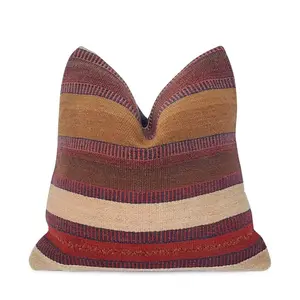 Brown & Tan Striped Boho Pillow
