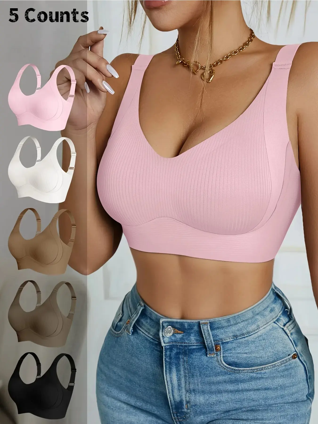 Women's Solid Color Bra, Minkmalist Comfortable Push Up Bra,Underwear for Women,Softness Underwear forAll Seasons, Bras for Women, Womenswear,Wirefree Bra, Wireless Compression Bras,Wireless Padded Bras,Breathable Comfy Bra