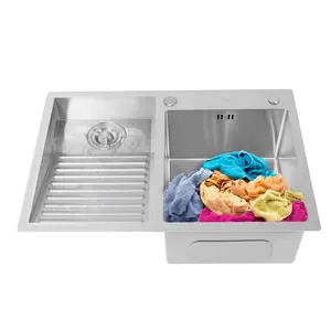 Upgrade Your Laundry Room with 304 Stainless Steel Double Basin Utility Sink Brushed Nano Coated Top Flush Under Mount for Washing Clothes Bed Sheets Socks Indoor Outdoor Use