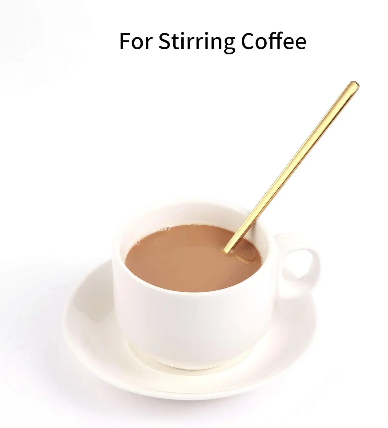 4PCS Gold Coffee Spoons 6.7" Long Handle Stainless Steel Teaspoons | Espresso, Iced Tea & Dessert Stirring Spoons for Coffee Bar & Kitchen Cutlery