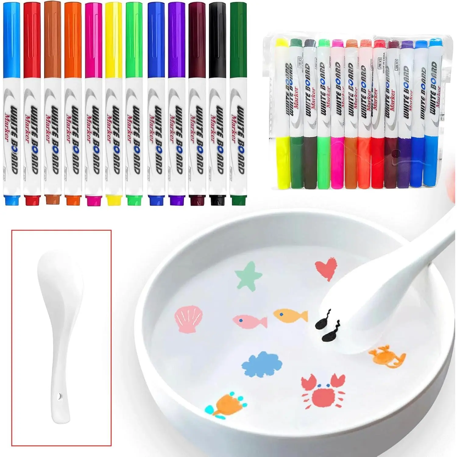 12pcs Magical Drawing Pen, Water Art Pens With Spoon Magical Water Painting Water Marker Doodle Pens Floating Marker Pens Toys Gifts for 312 Year Old Boys Girls Toddlers New Year's Gift