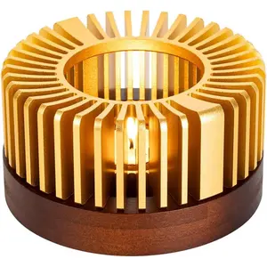Aluminum Teapot Warmer with Wooden Base, Candle Heater for Heating Tea Coffee Milk Food, Universal Small Teapot Heater for Camping and Traveling