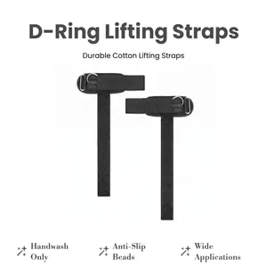 Cuffed With D-Ring 2.0 Griplink Lifting Straps 14.5" Cotton Anti-Slip Silicone Beads 5mm Steel D-Ring for Free-Weight & Cable Training Handwash Only