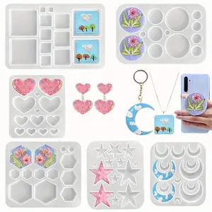 6Pack Epoxy Resin Casting Molds Kit for Making Earrings for Pendants, Necklaces, Earrings, Necklaces, Pendants, Keychains, DIY Jewelry Epoxy Mold - Tools & Hardware.