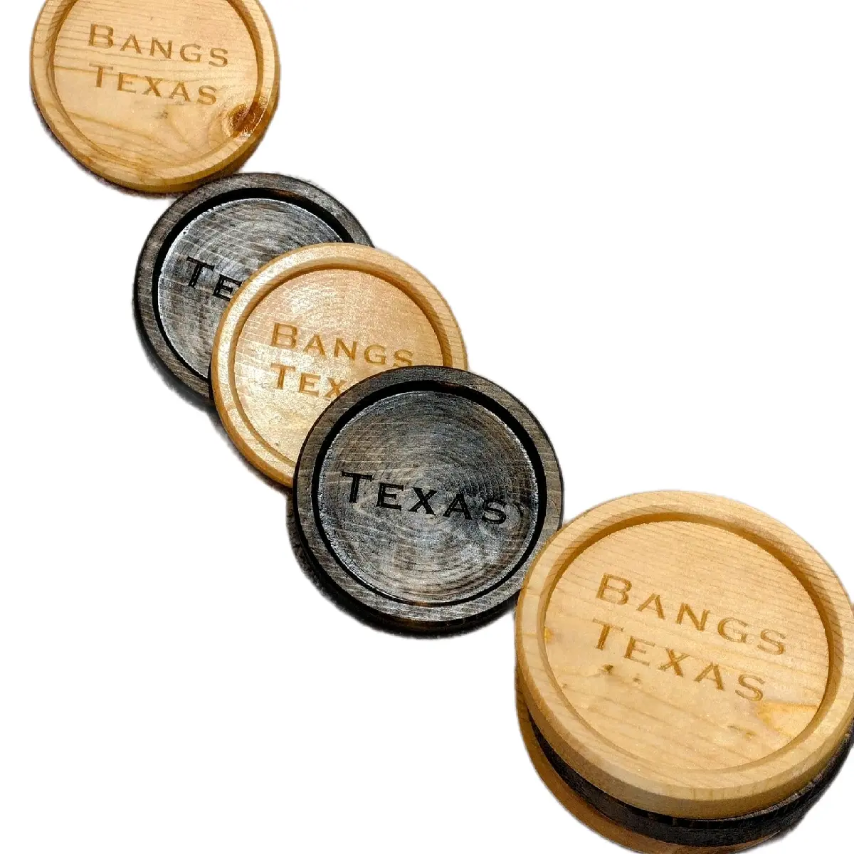 Pine Wood Coasters - Personalize with Up to 10 Letters, Durable Round Rustic Tableware for Any Room - Stylish