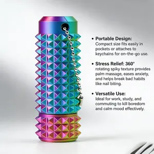 360° Rotating Stress Relief Massage Stick, Palm Massager, Anxiety Reliever, Portable Keychain, Comfortable Hand Feel, 3.1in X 1.2in