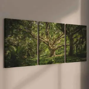 3 Counts Wooden Framed Canvas, Majestic Ancient Forest Tree Images, Exquisite Poster, Perfect Living Room Decoration, Modern Art, Fashion Family Poster, Wall Art Decoration, Odorless, Canvas Prints, Artwork, Modern Art Design