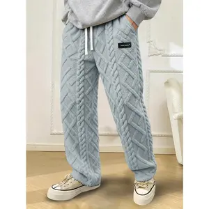 Men's Cozy Fleece Sweatpants, Winter Warm Sherpa Lined Joggers, Relaxed Fit Fluffy Loungewear Pants for Home & Casual Wear