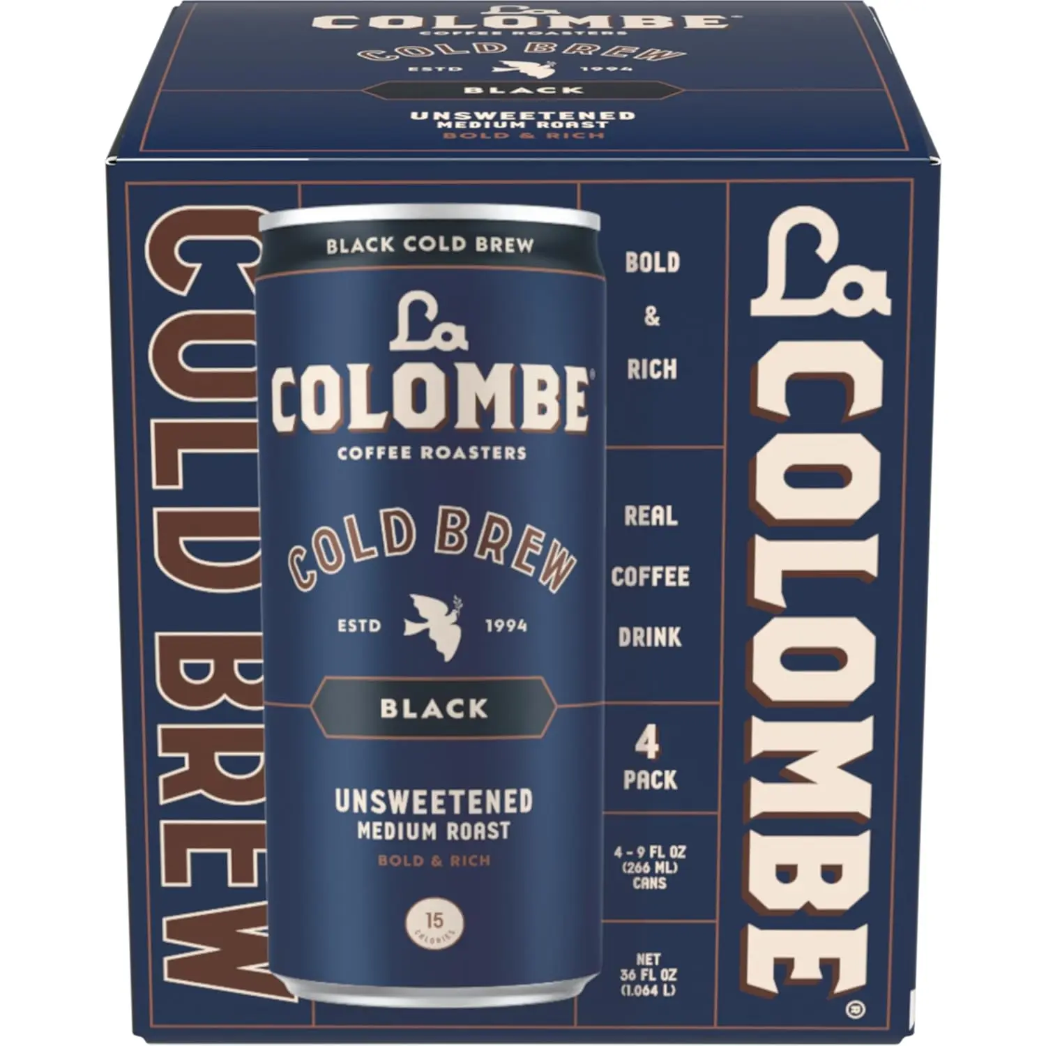 La Colombe Brazilian Cold Brew - 9 Fl. Oz. 4 Pack 100% Arabica, Single-Origin, Pressed Espresso Coffee, 15 Calories, Double-Filtered, Bold & Rich 120mg Natural Caffeine