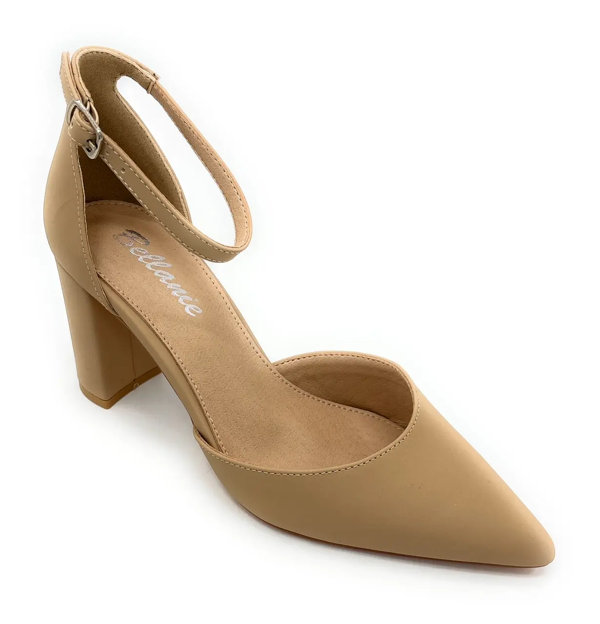 JULIE-17 WOMAN HEEL CLOSED POINT TOE CHUNKY HEEL ANKLE STRAP