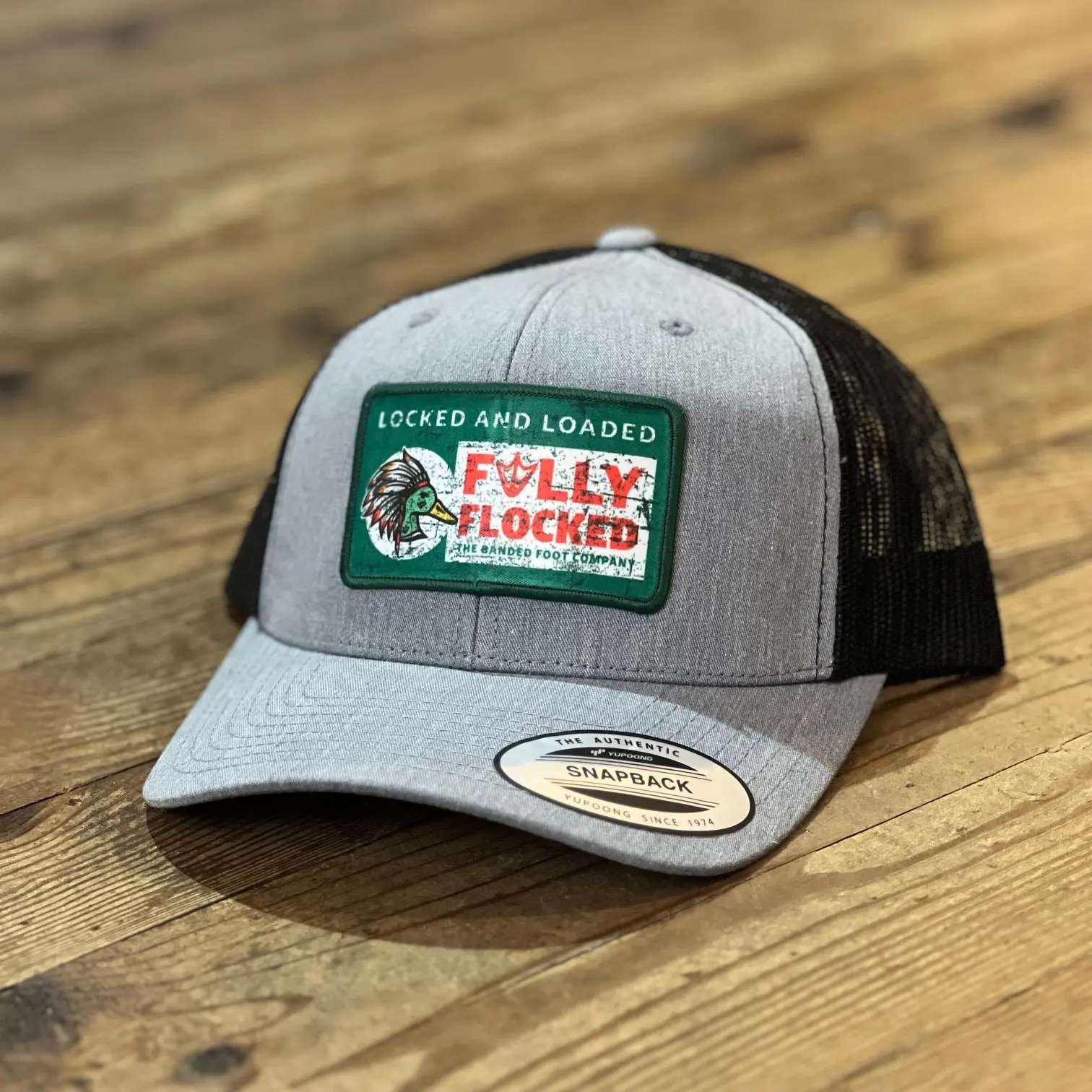 Locked & Loaded Redman Patch Heather Grey/Black Trucker Hat | Fully Flocked