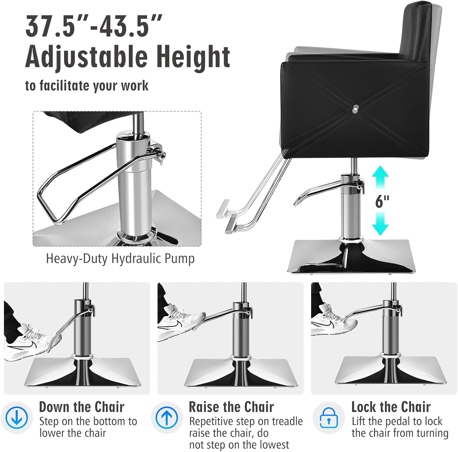 Salon Chair with Heavy Duty Hydraulic Pump, Height Adjustable, 360° Swivel Spa Beauty Equipment barber  chair