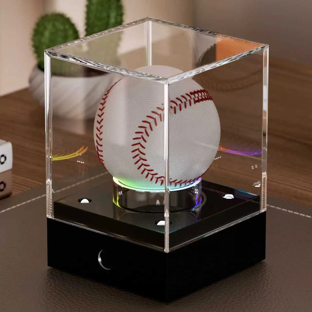 MaybeRain Baseball Display Case with Led Light,Acrylic Baseball Case Display for Balls,Clear Baseball Holder, Light Up Baseball Case, Best Gifts for Memorabilia Baseball
