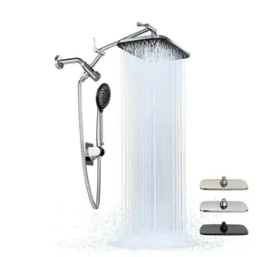 High Pressure 12 Inch Rain Shower Head Combo with Adjustable Arm Wide Rainfall 5 Spray Handheld Anti-Clog Nozzles for Enhanced Shower Experience