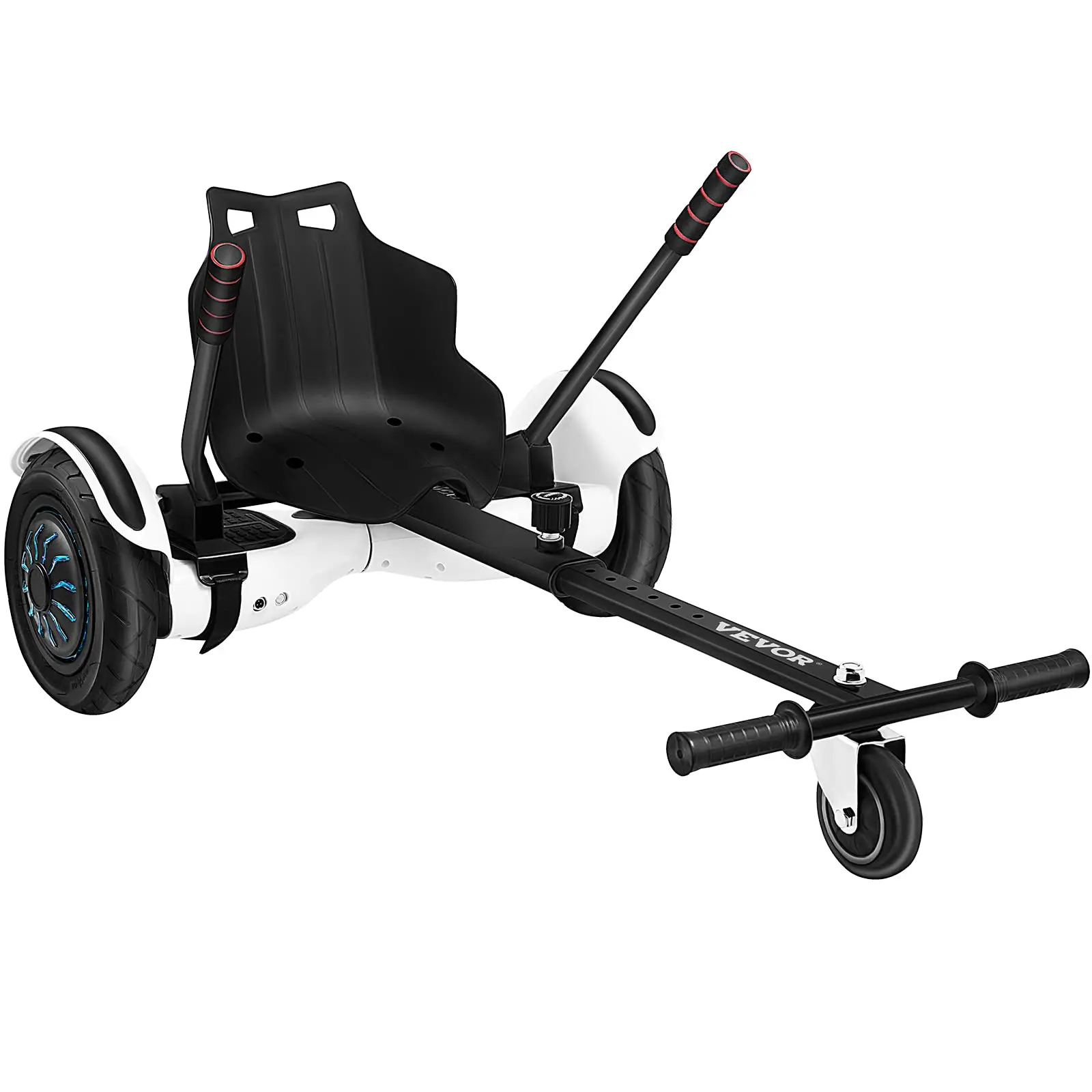 VEVOR Hoverboard Seat Attachment Go-Kart Conversion Kit - Ergonomic Seat, Easy Installation, Non-Slip Pedals, 360° Rotatable Wheel, Rigid Adjustable Frame, Adjustable Strap, 220 lbs Capacity for 6.5in/8in/10in Hoverboards (4-65 Years, Birthday Gifts), Bir