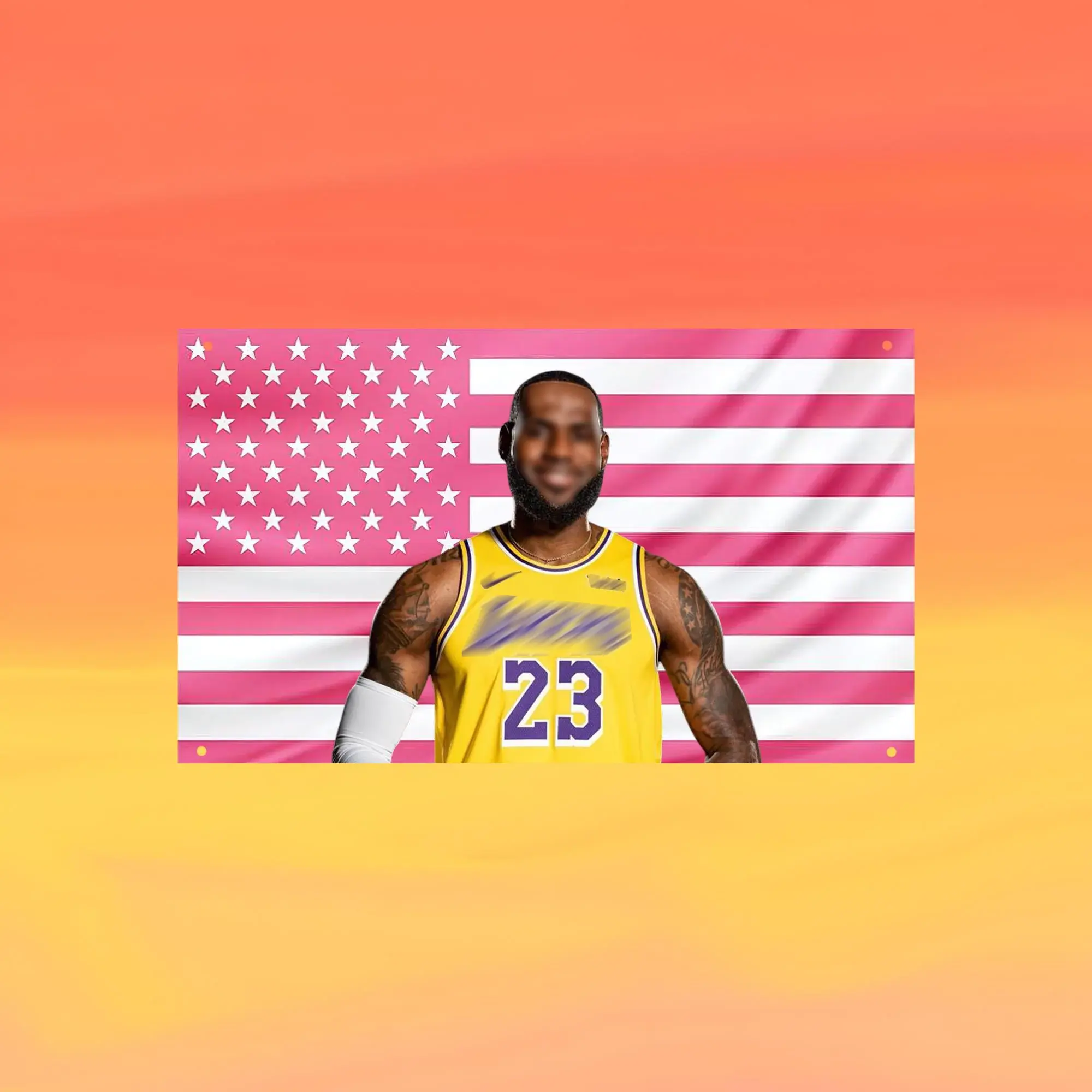 LeBron James American Flag Tapestry 3x5FT, Pink USA Wall Banner, Basketball Fan Room Decor, Legend Inspired Bedroom Hanging, Aesthetic Sports Wall Art,jjk,drug,funny