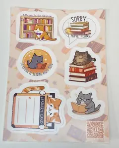 Book Cats Sticker Sheet
