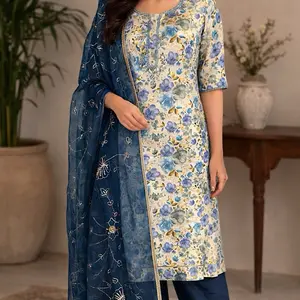 Printed shalwar kameez with embroidery work Cotton  Fabric Womenswear