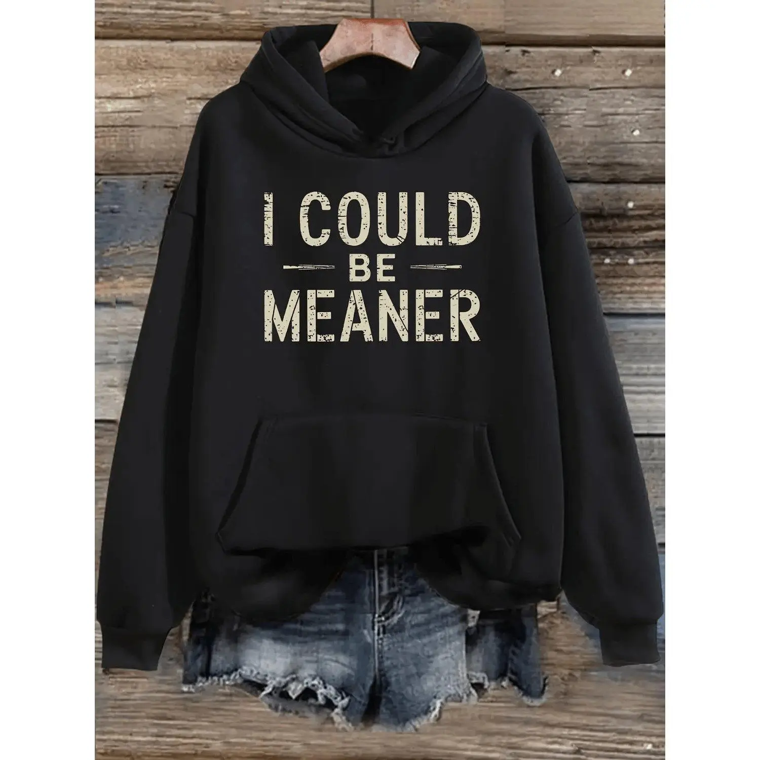 I Can Be Even More Critical Hoodie Sweatshirt Hooded Crew Neck Patterned Print Digital Print Holiday Shopping Travel Loungewear Fashionable Avantgarde Fun