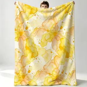 1Pcs Fluid Watercolor Gradient Print Flannel Blanket, Multiple Styles, Soft, Warm And Breathable, Throw Blanket For Sofa Or Bed, Suitable For All People, Ideal Gift Choice