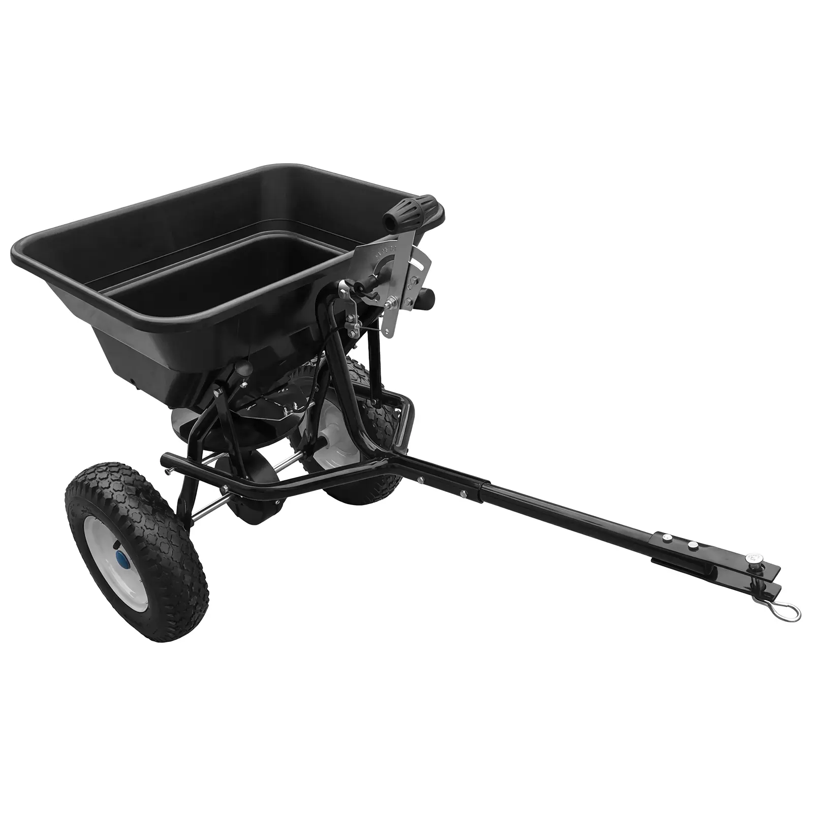 One Spreader for All Seasons! ❄️🌱 110LB Pull Behind Spreader with 12" All-Terrain Tires - Perfect for Seed, Fertilizer & Ice Melt!