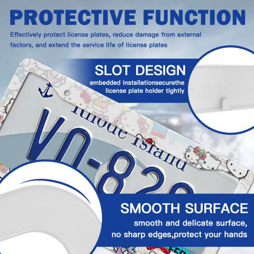 Sanrio Hello Kitty Full Print Licence Plate Holder with Adorable Character Designs and Colorful Bows for Unisex Use