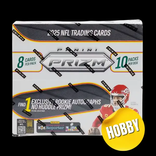 Panini 2025 NFL Prizm Hobby No Huddle Box - 10 Packs of 8 Cards Each & 1 Rookie Auto - Ideal for Collectors & Fans - Exclusive Rookie Autographs Included
