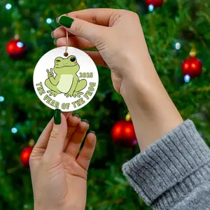 Portland Frog Christmas Ornament, 2025 Ornament, Frogtifa, Subtle FDT Anti Trump Protest Gift, Ceramic Ornament, Holiday Decor, Unique Tree