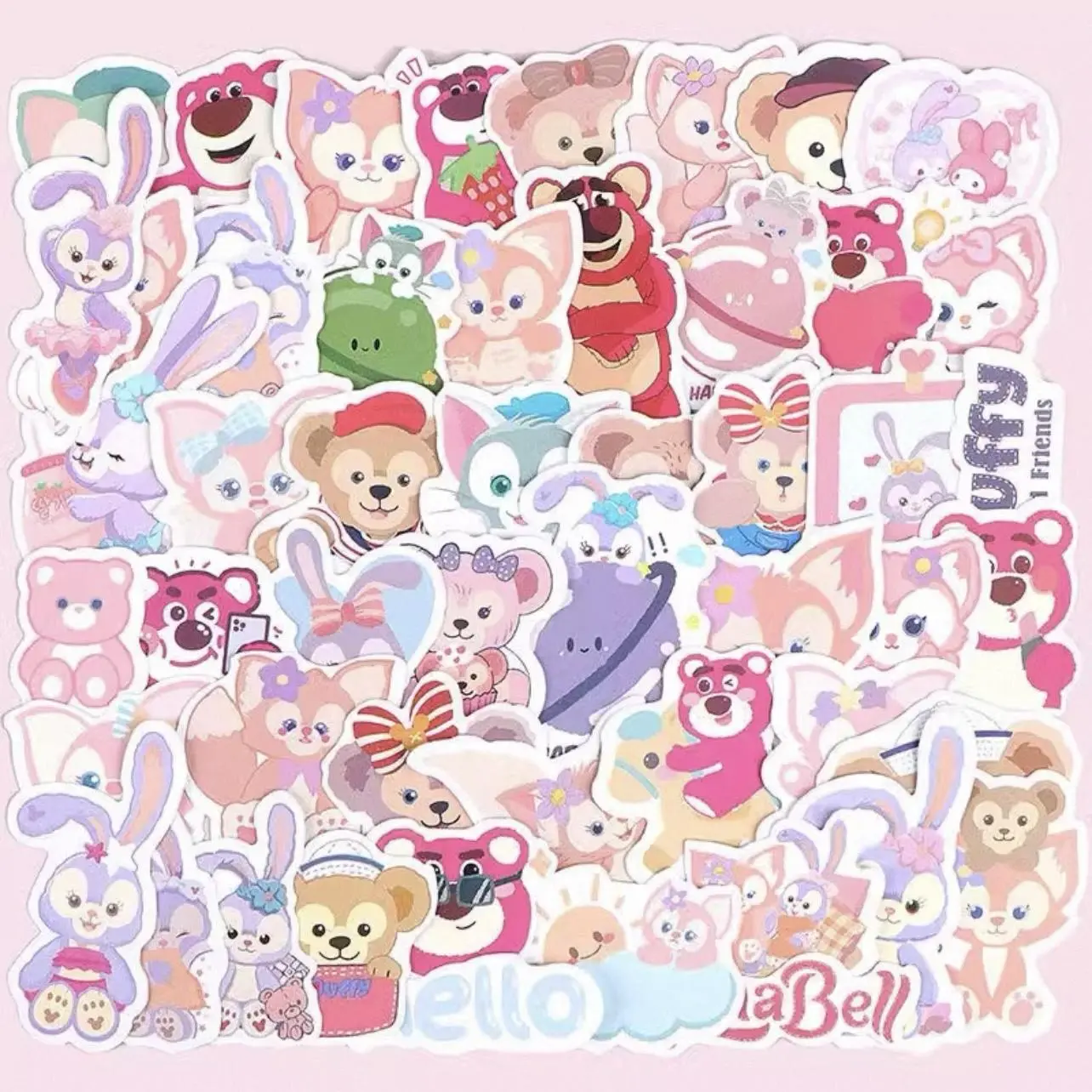 50Pcs Viral Kawaii Disney Duffy Friends Sticker Pack, LinaBell & Strawberry Bear Aesthetic DIY Decorative Stickers, Cute Stationery for Scrapbook, Journaling & Daily Planner