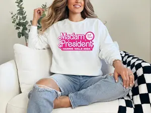 Madam President (and Tim!) Sweatshirt, President Kamala Harris 2024 Sweatshirt, Female President Shirt, Liberal Feminist Sweatshirt
