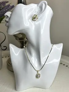 Women's 14K Gold Plated Rhinestone Pendant & Hoop Earrings Set