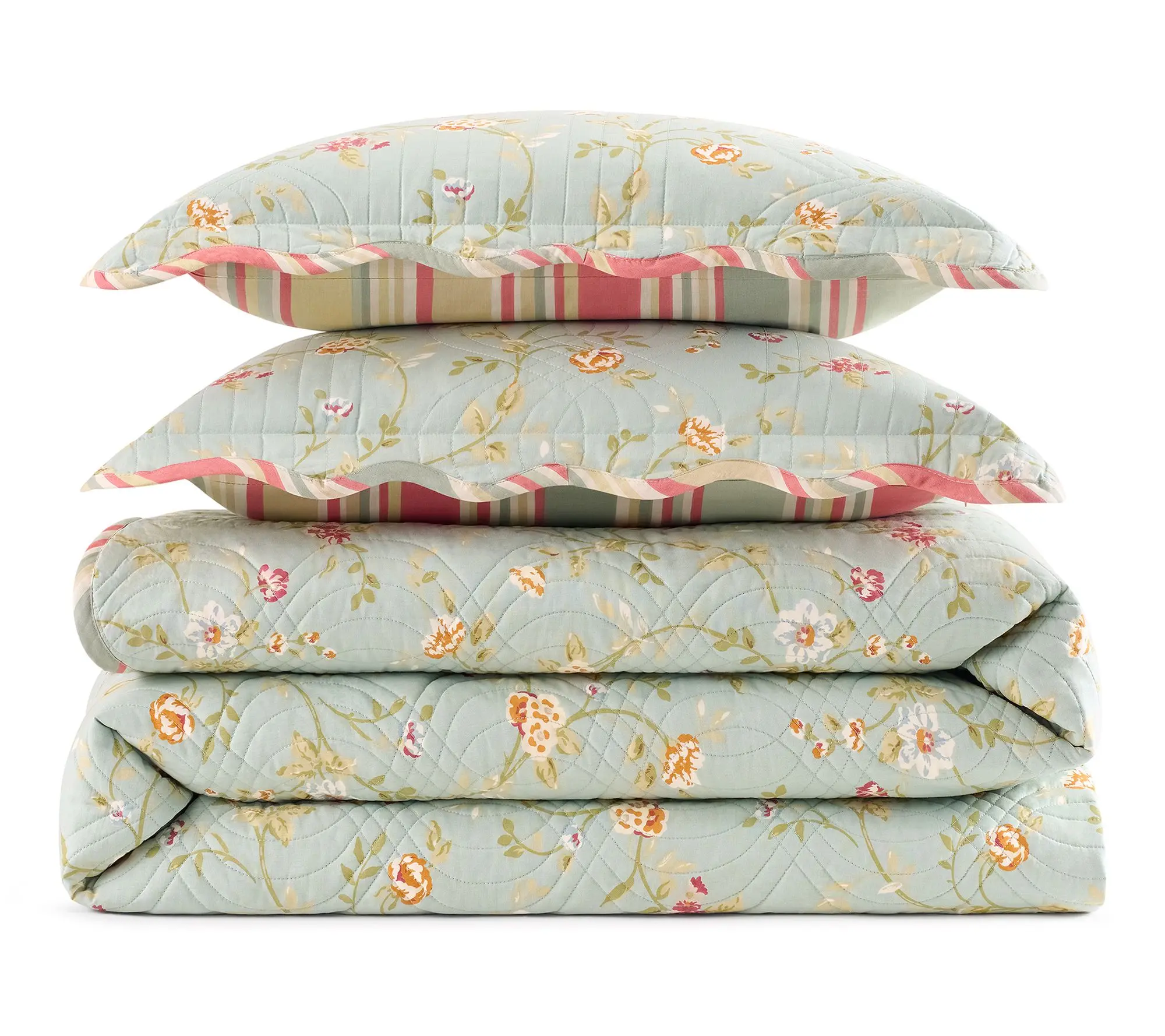 Waverly Garden Glitz 3PC Cotton Quilt Set & 2 Shams-King Vapor