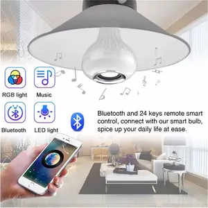 2026 AC 85-265V 12W E27 LED Light Bulb with Bluetooth Speaker Music Remote Control Color Changing RGB Lamp for Bedroom Party Decor