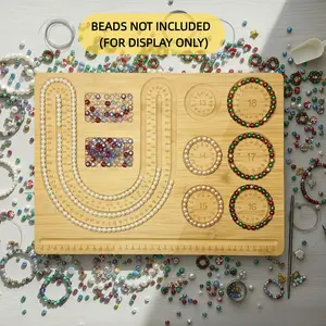 Beading Design Board - 2-in-1 Bracelet & Necklace Jewelry Making Tray, Multi-Size Bead Layout Tool for DIY Crafts, Handmade Holiday & Christmas Gift Idea for Craft Lovers, Bamboo Craft Organizer Board