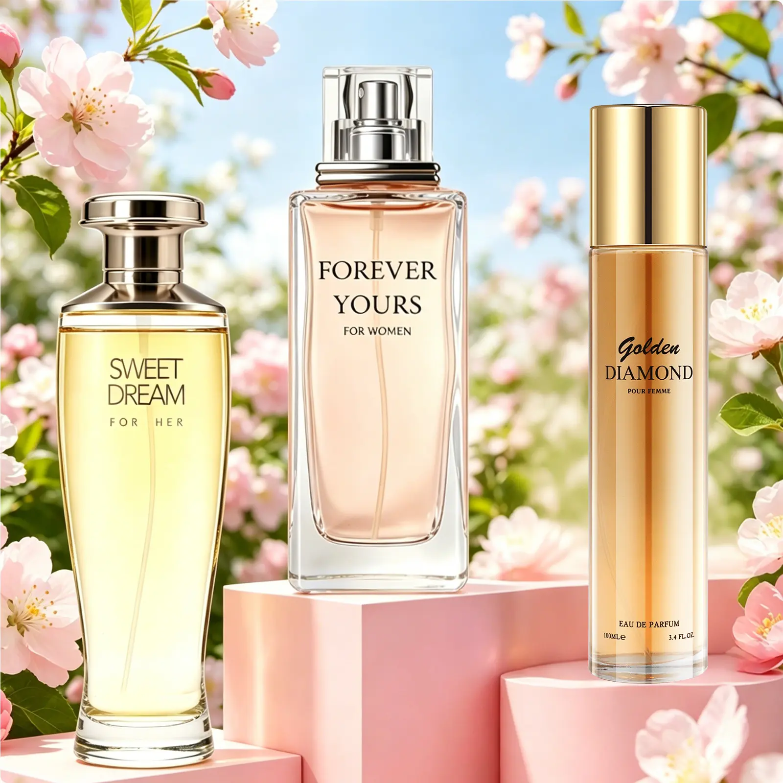 3-Pack Women's EDP, Oriental + Aldehydic Floral + Fruity Floral, Peony Vanilla Jasmine / Aldehydic Lily Tuberose Jasmine / Quince Sorbet Lychee Peach Peony Neroli, Long-Lasting 6-8H, Perfect for Dates Daily Parties Business Gifting